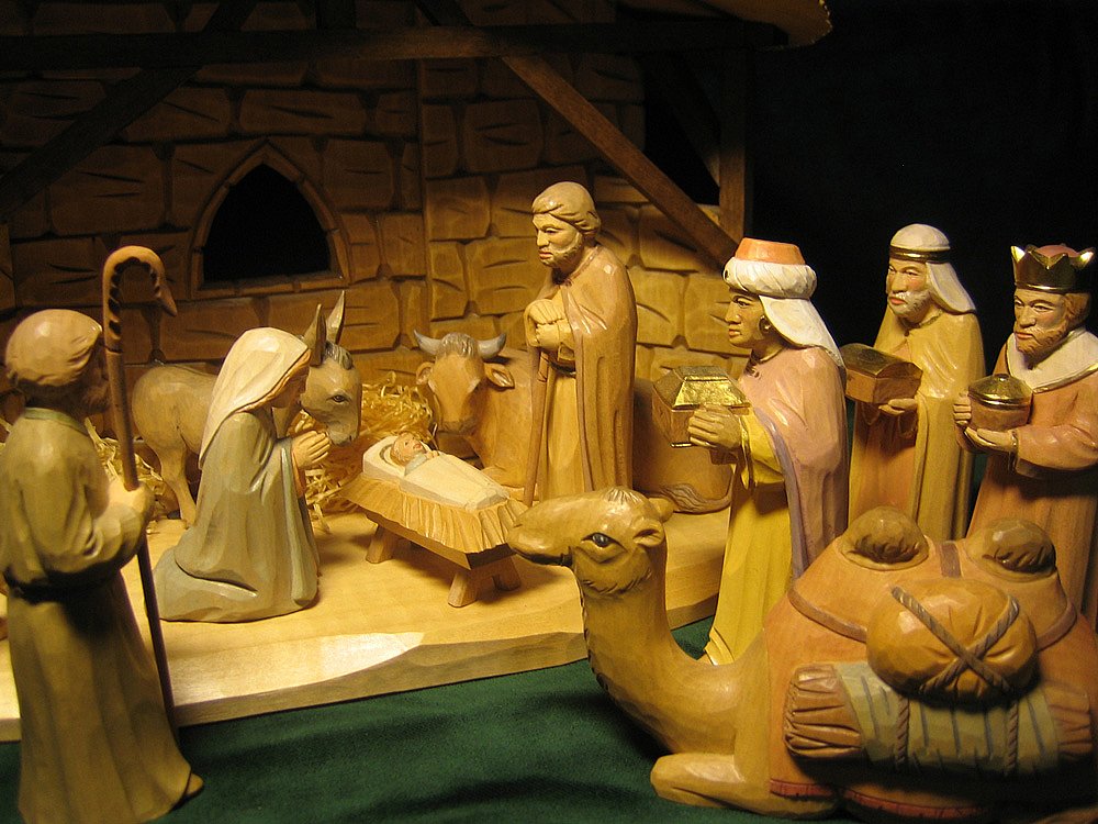 Weihnachtskrippe farbig